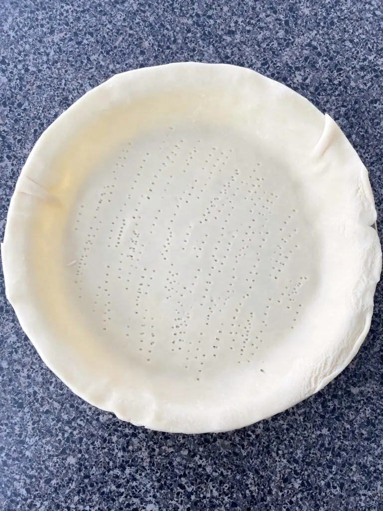 Pie crust in a pie pan.