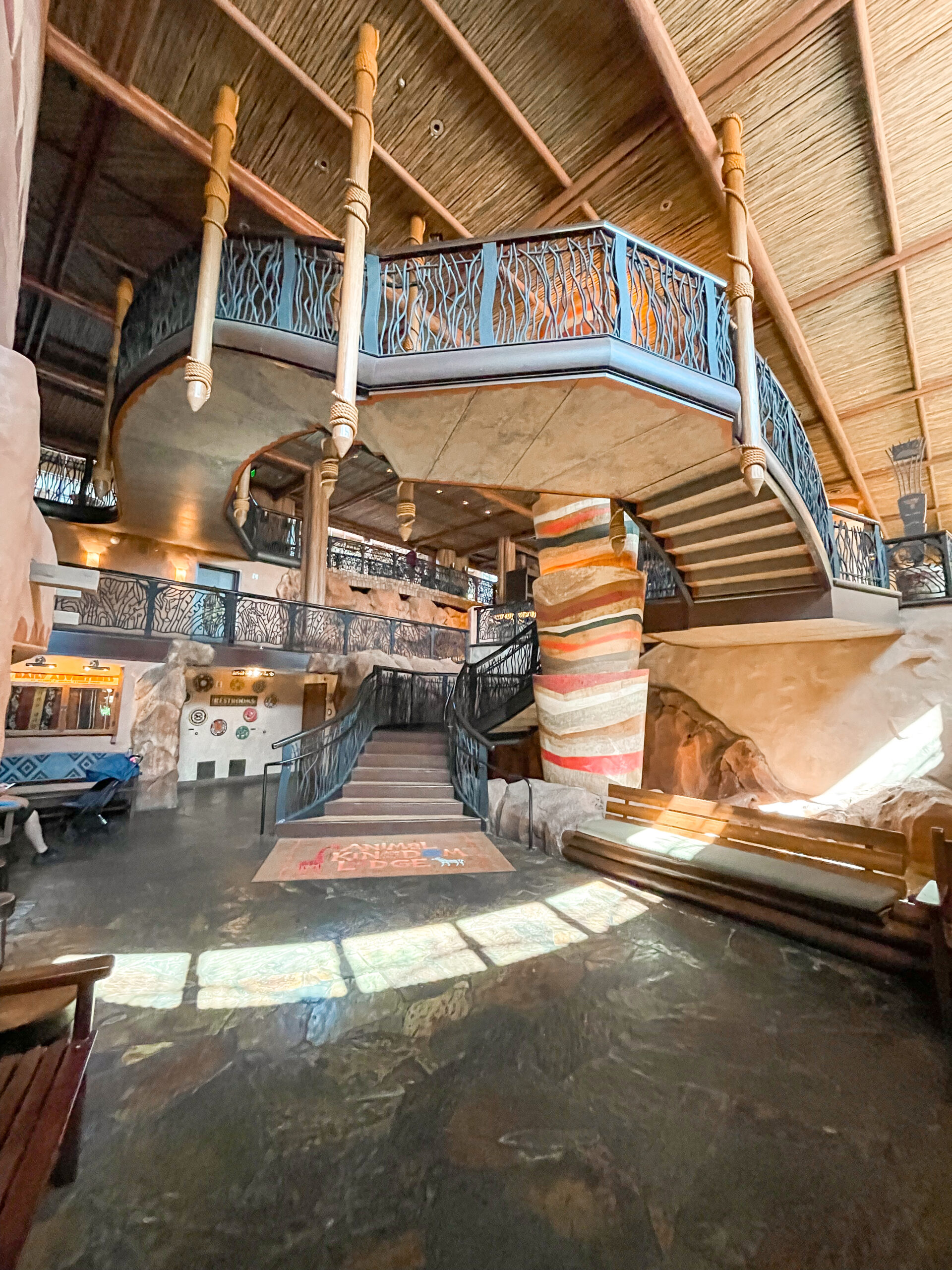 Stairs leading from the pool to our room on the third floor of Disney's Animal Kingdom Lodge.