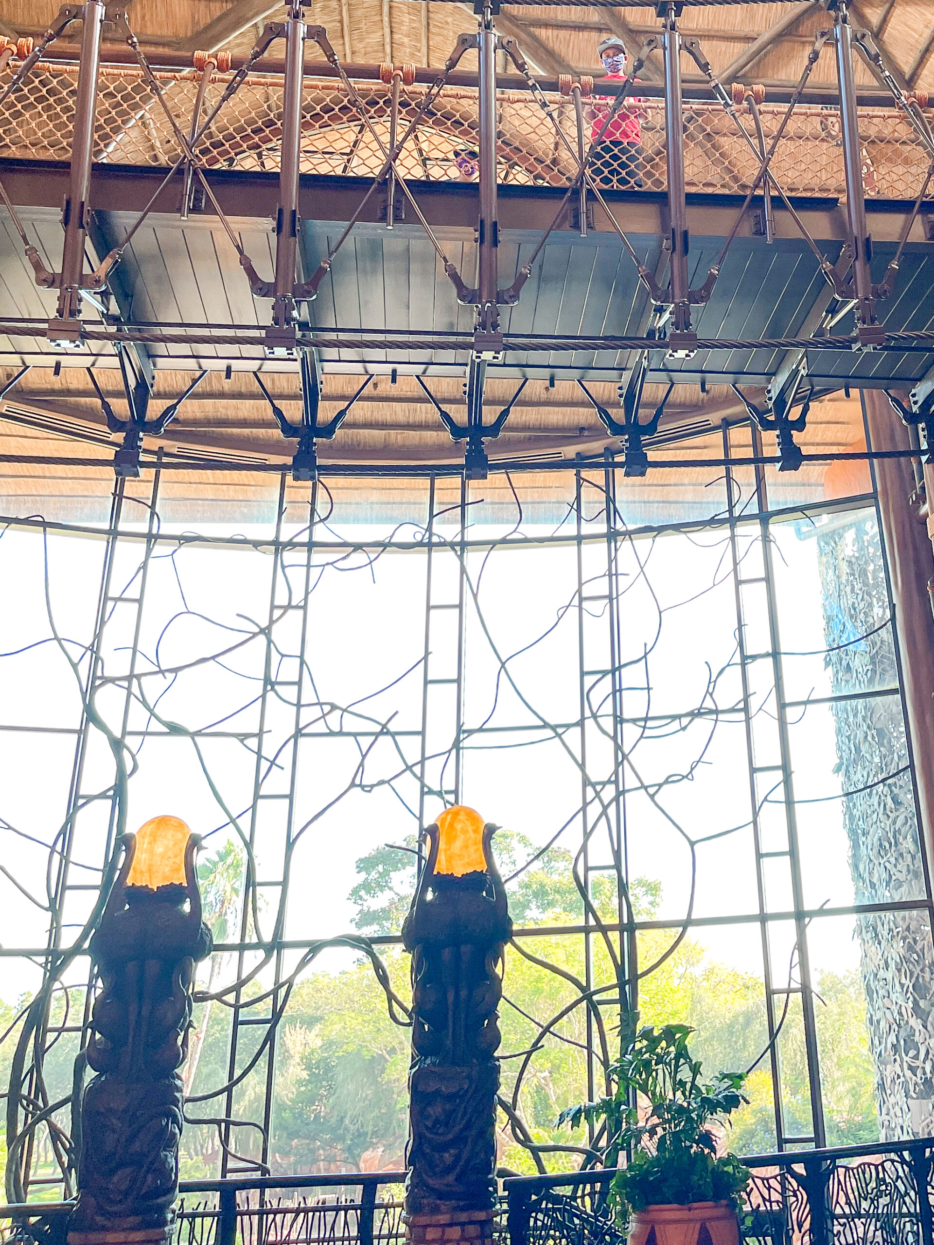 Large window overlooking the savanna at Disney's Animal Kingdom Lodge.