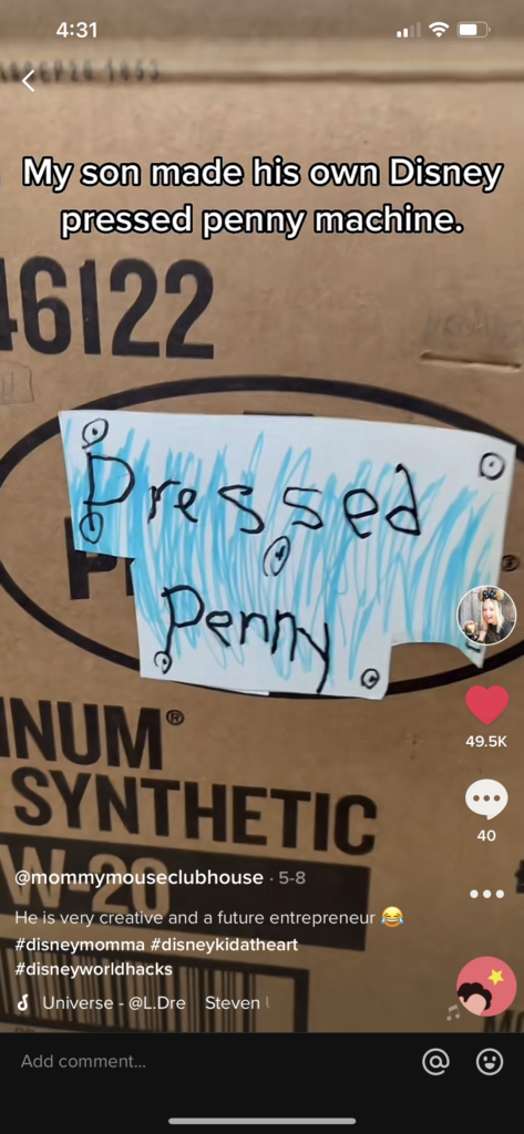 A homemade Disney pressed penny machine on TikTok.