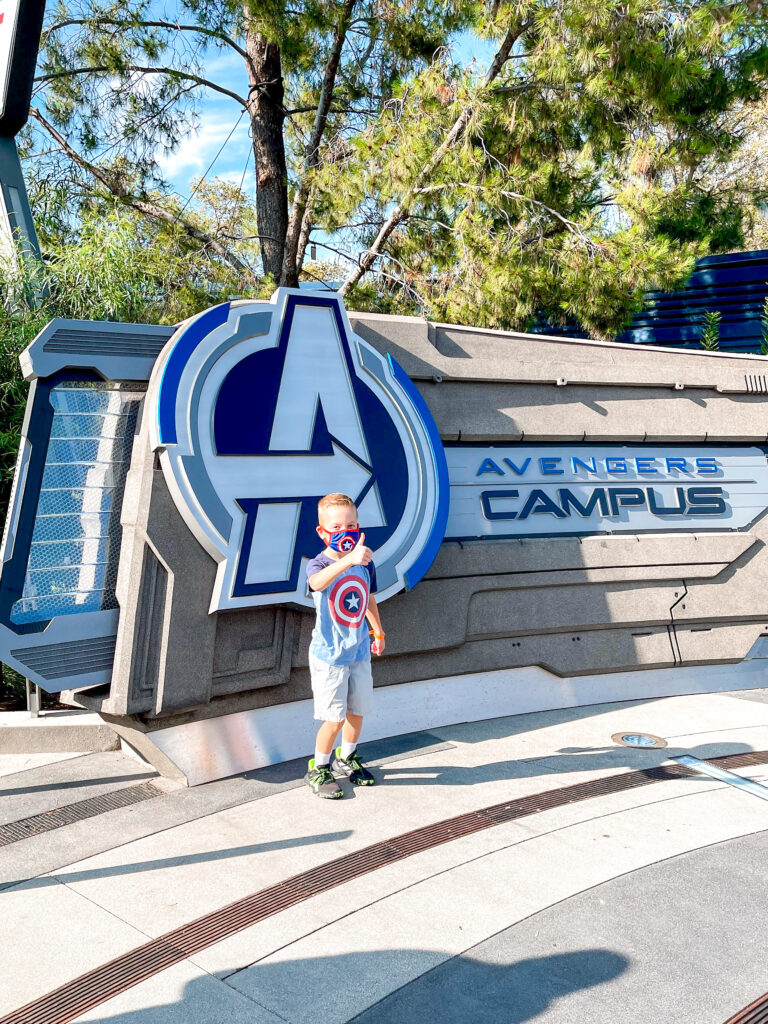 A child at Avengers Campus at Disney California Adventure Park.