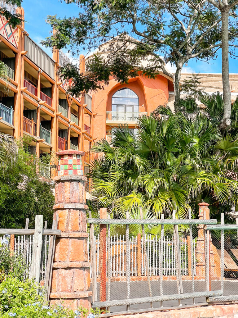 A view of the outside of Disney's Animal Kingdom Lodge.