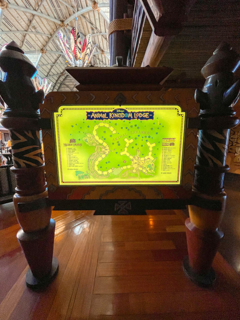 Map of Disney's Animal Kingdom Lodge.