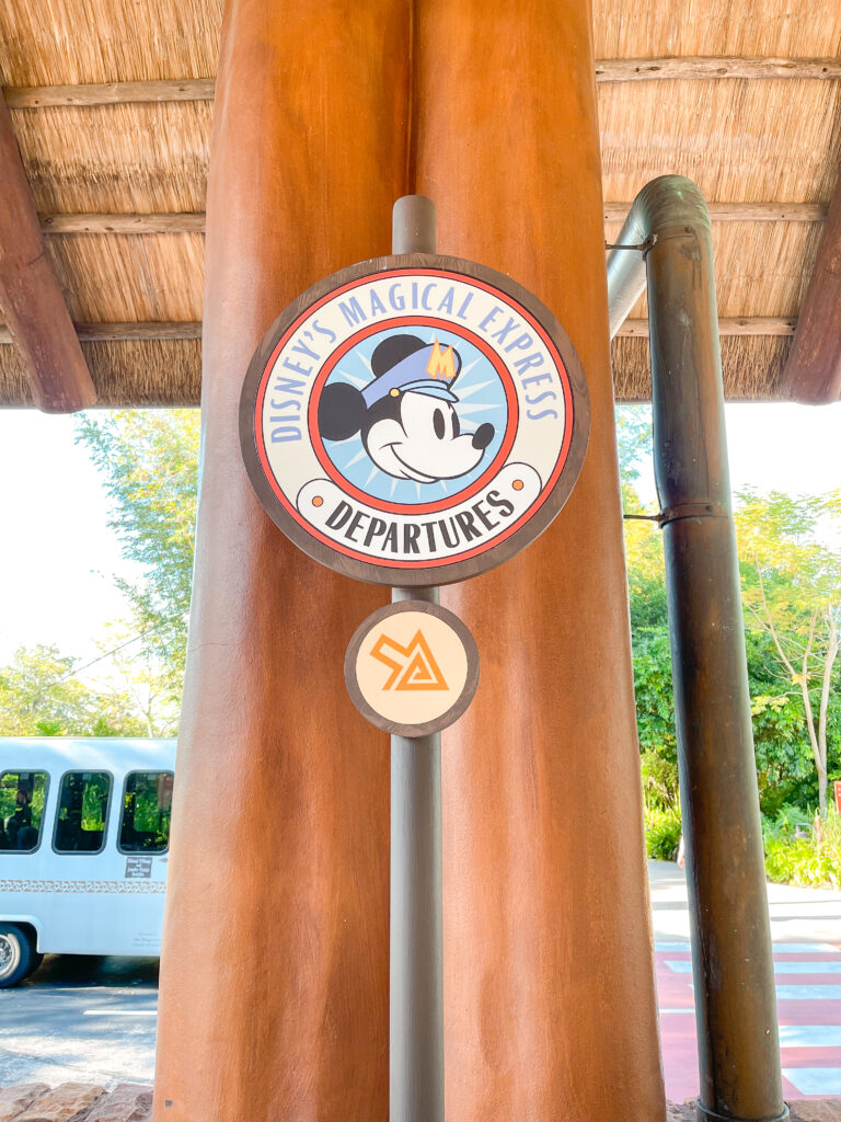 Disney's Magical Express sign at Animal Kingdom Lodge.