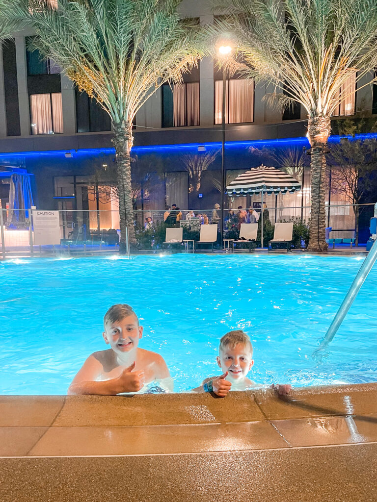 Kids swimming in the Radisson Blu swimming pool.