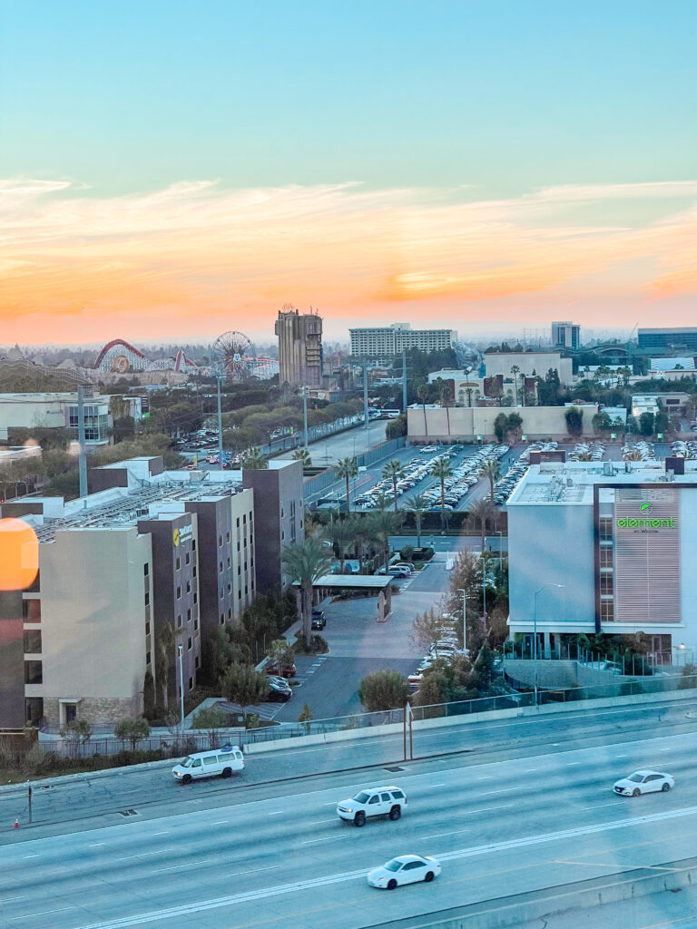 View of Disneyland from the 11th floor of Radisson Blu Anaheim.