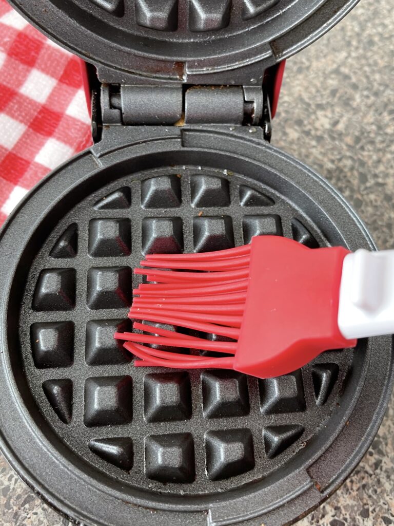 A silicone brush on a waffle iron.
