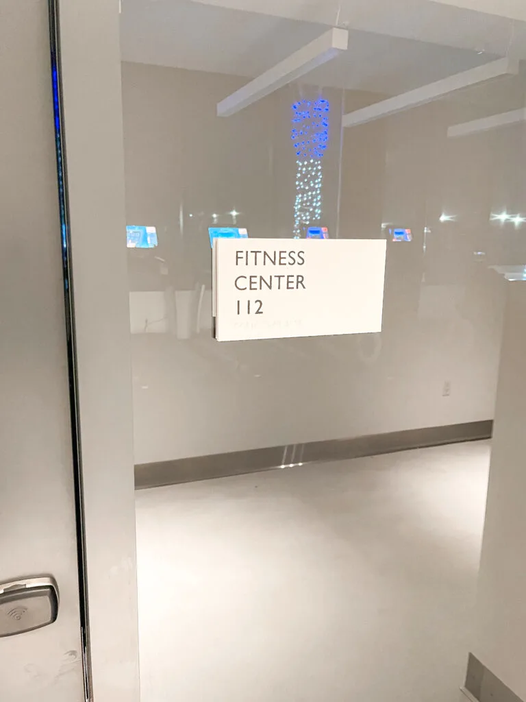 Entrance to the fitness center at Radisson Blu.