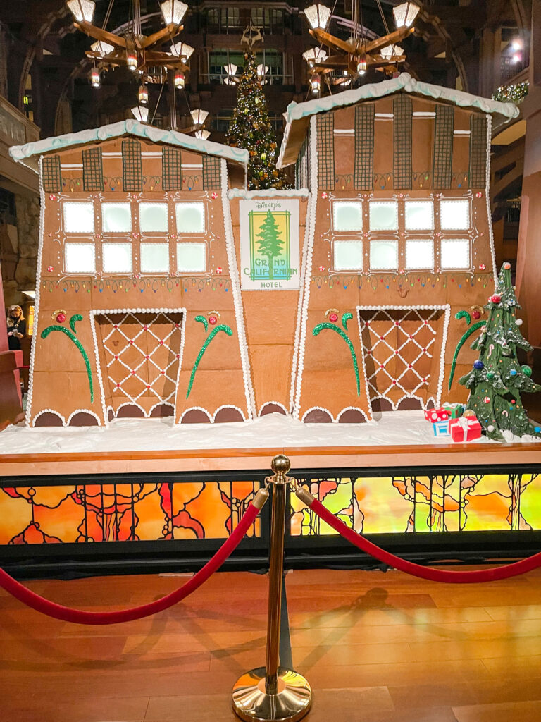 Back view of Disney's Grand Californian Gingerbread House.