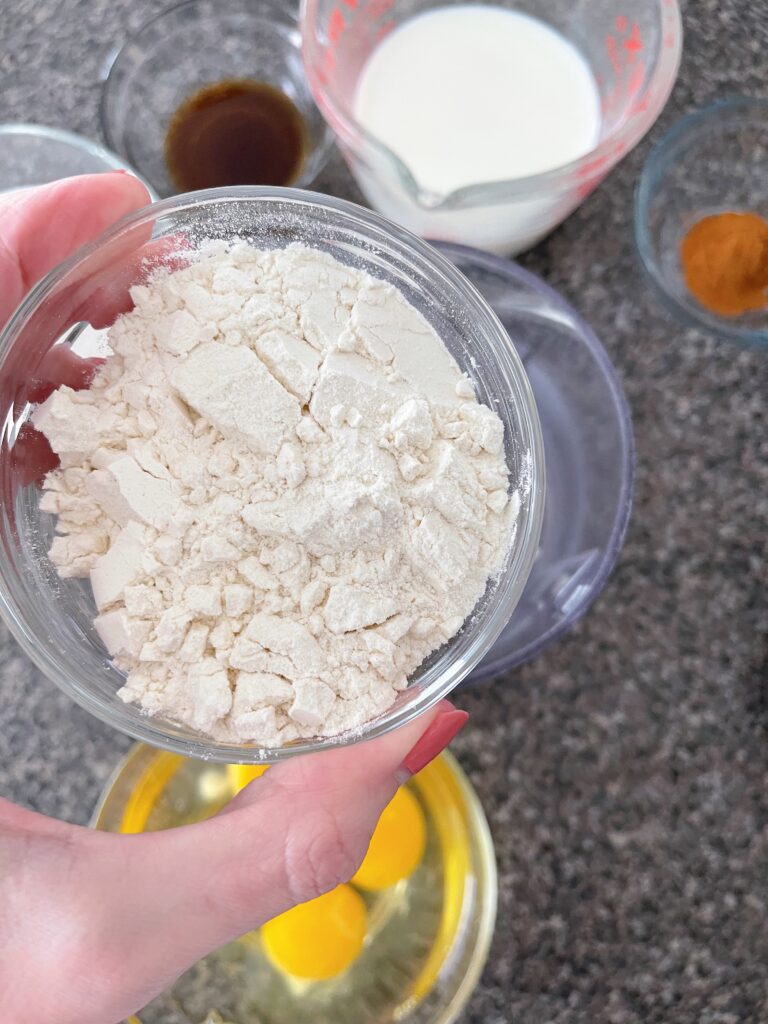 A bowl of all purpose flour for French Toast batter.