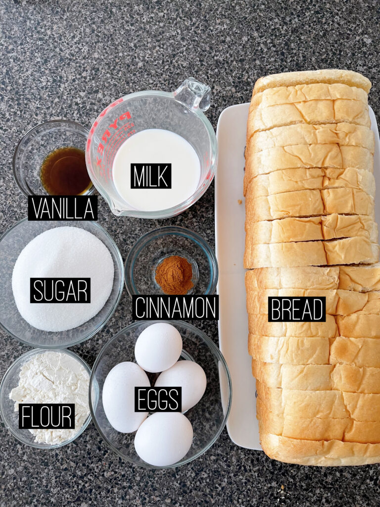 Ingredients to make French Toast.