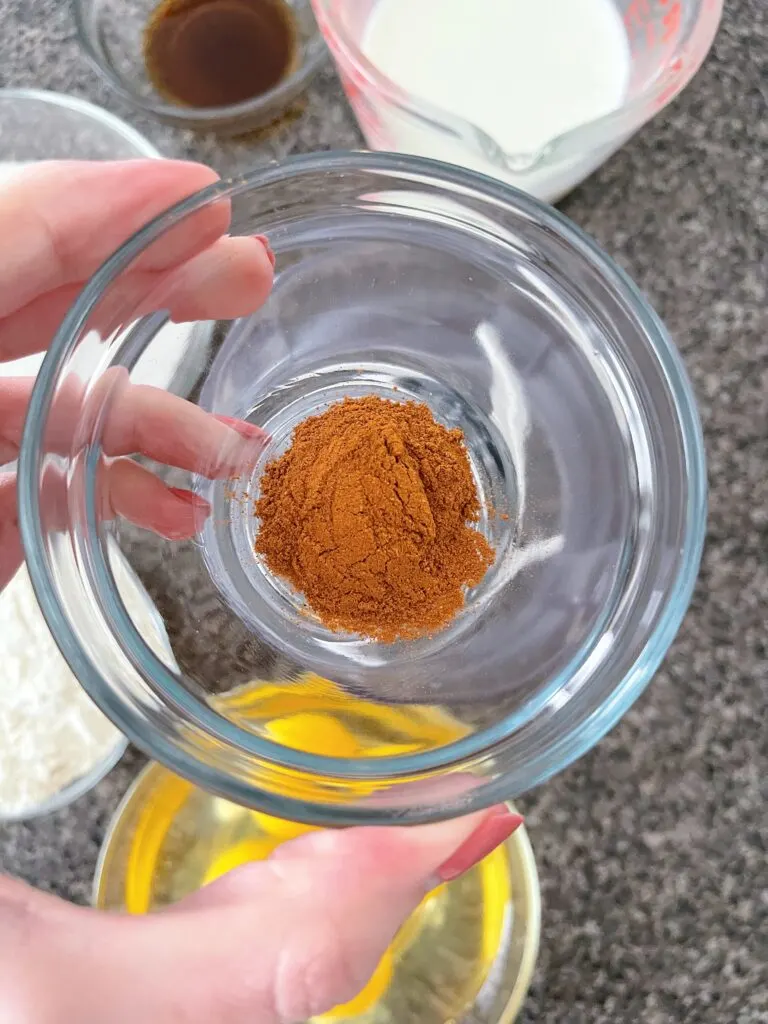 Cinnamon in a clear bowl.