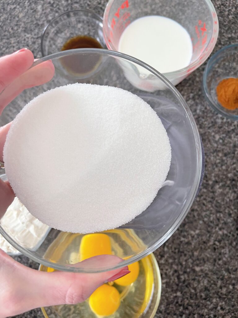 A bowl of sugar to make French Toast Batter.