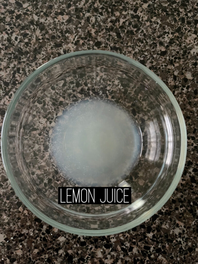 A dish of lemon juice.