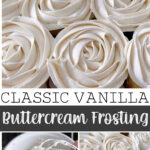 A collage of pictures of buttercream frosting.