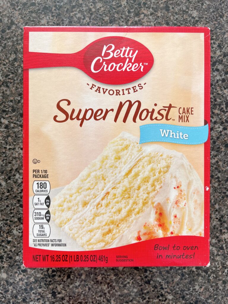 A Betty Crocker white cake mix.