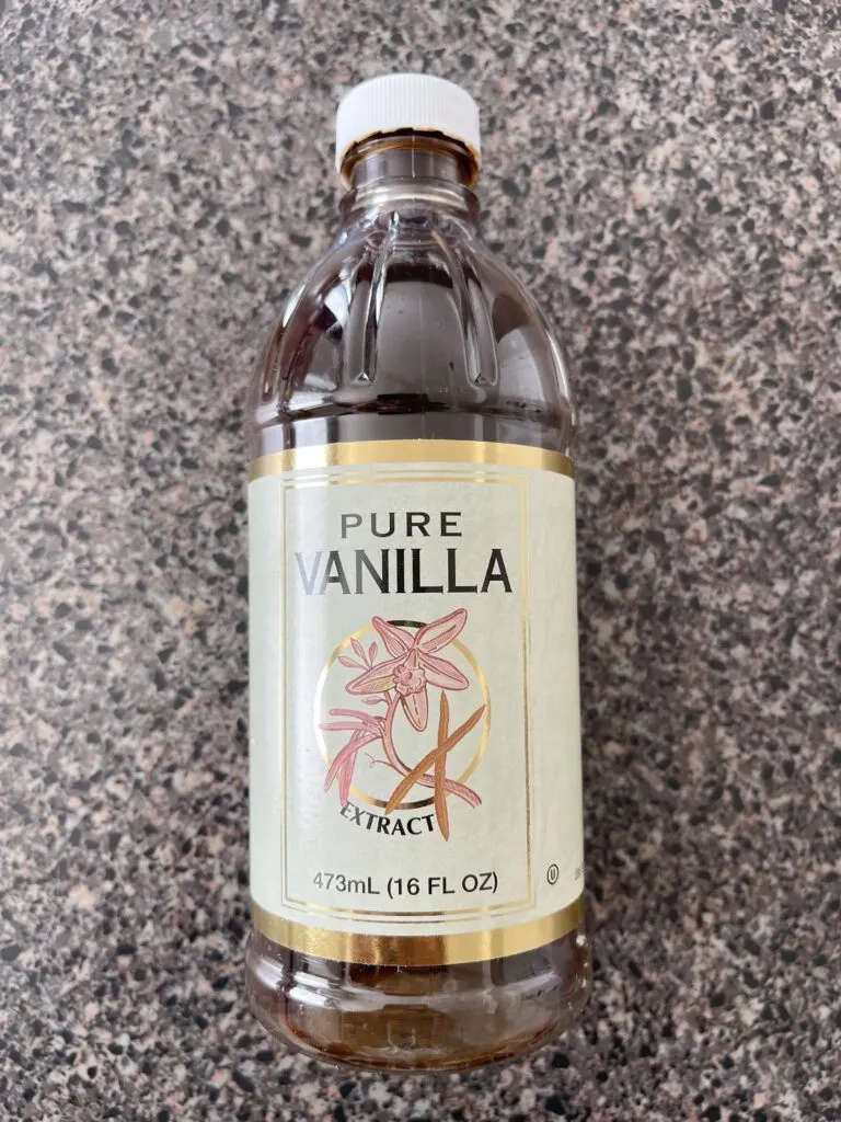 A bottle of Kirkland pure vanilla extract from Costco.