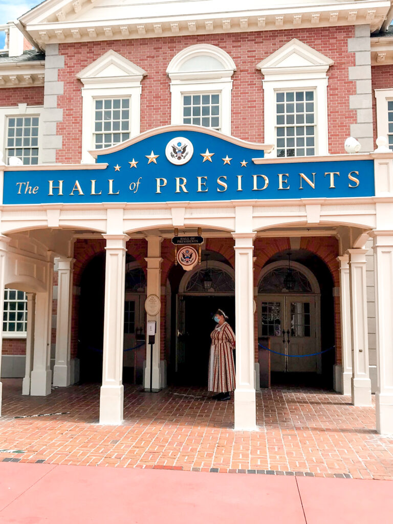 Entrance to the Hall of Presidents at Disney World's Magic Kingdom Park.