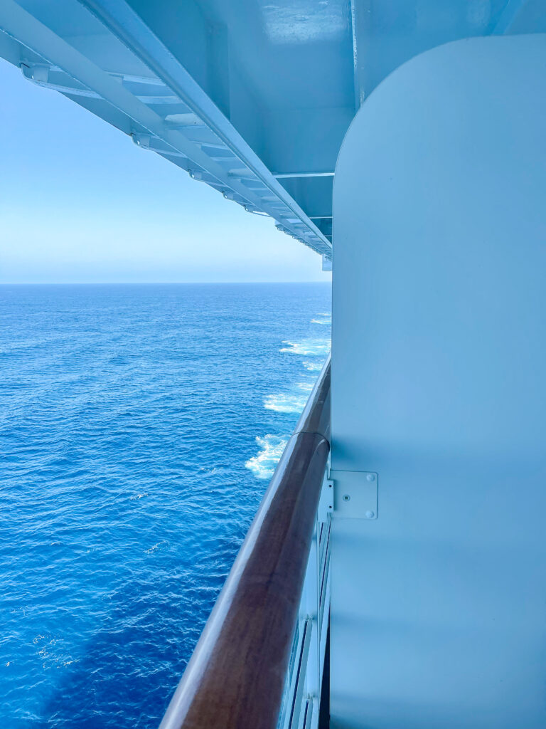View of the Pacific Ocean from a verandah on the Disney Wonder.