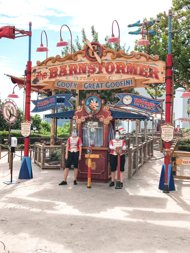Entrance to the Barnstormer roller coaster at Disney World's Magic Kingdom.