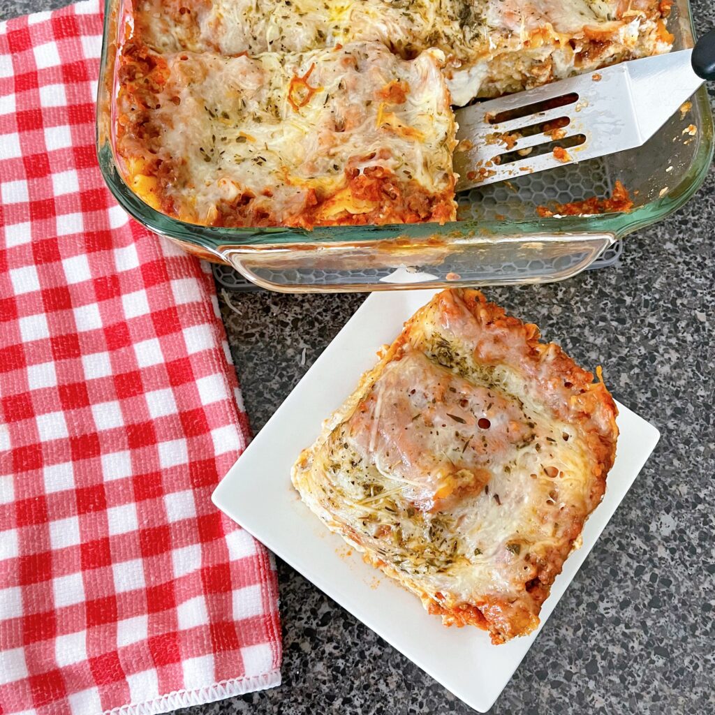 A slice of ricotta lasagna.