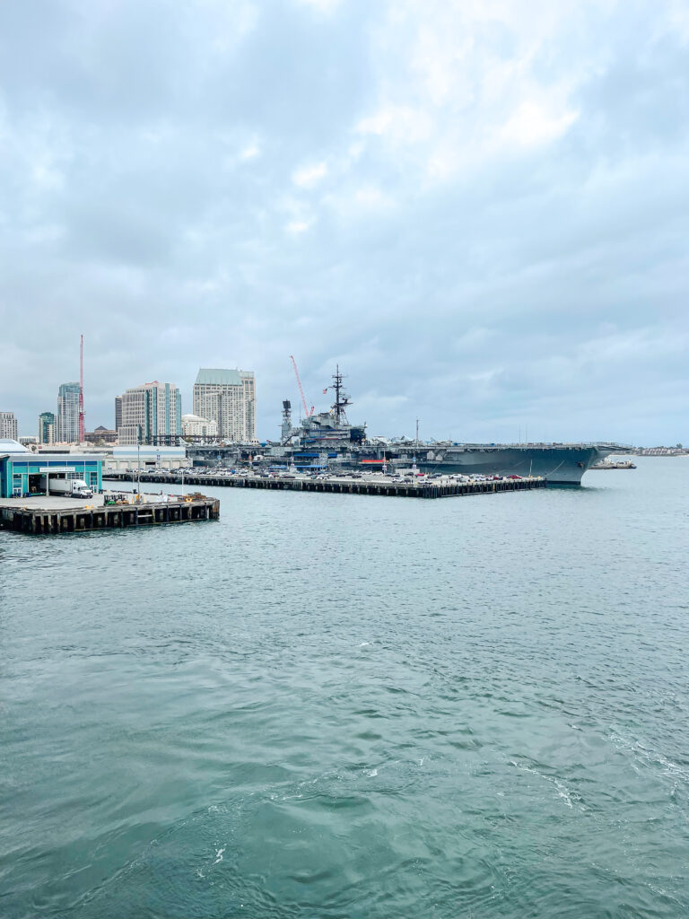 View of USS Midway and Downtown San Diego from the Disney Dream.
