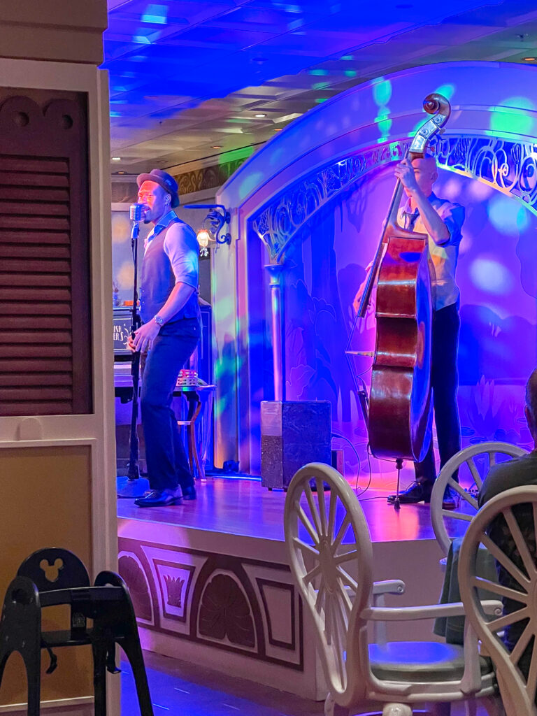 Entertainment at Tiana's Place on the Disney Wonder.