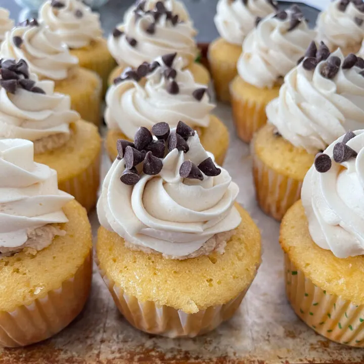 Chocolate chip cookie dough cupcakes.