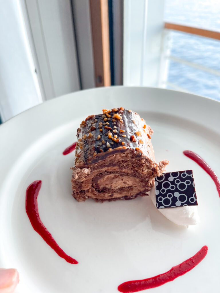 Cake of the day from Room Service on the Disney Wonder.