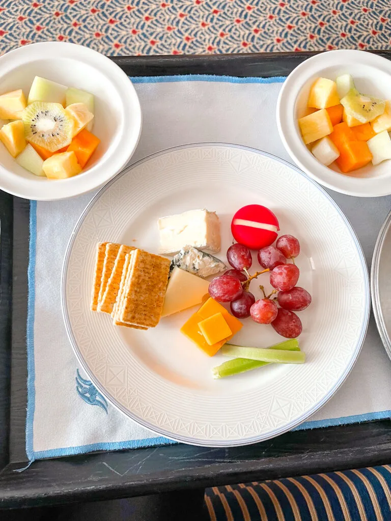 All Hands on Deck cheese platter from room service on a Disney Cruise.