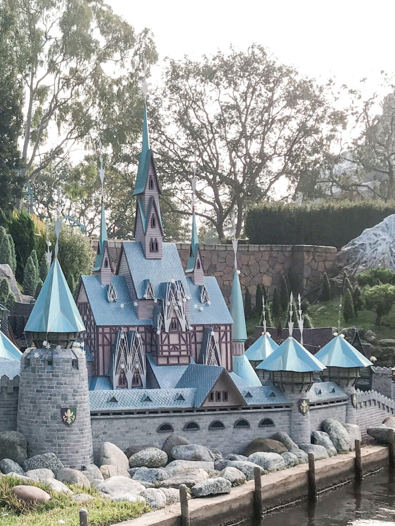 Model of a castle on Storybookland ride at Disneyland.