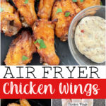 Pinterest image for air fryer chicken wings.