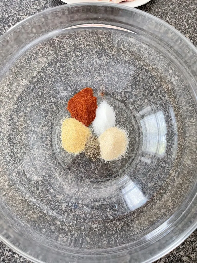 Spices to make chicken wings in an air fryer.