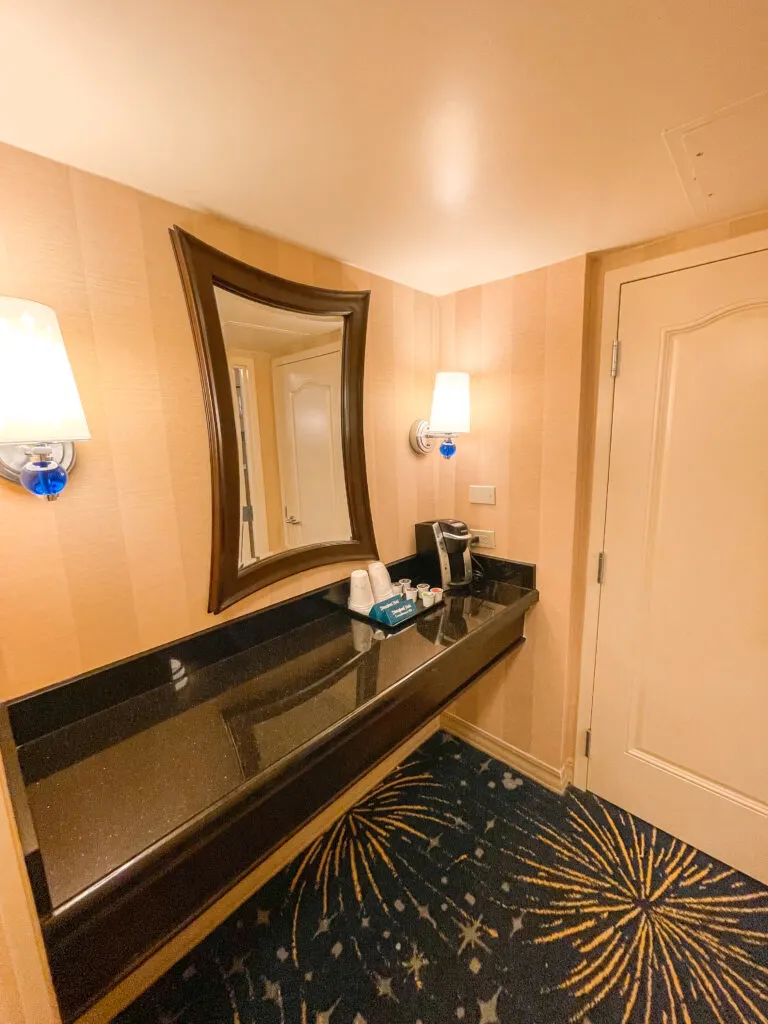 Second Vanity and closet in a room at the Disneyland Hotel.
