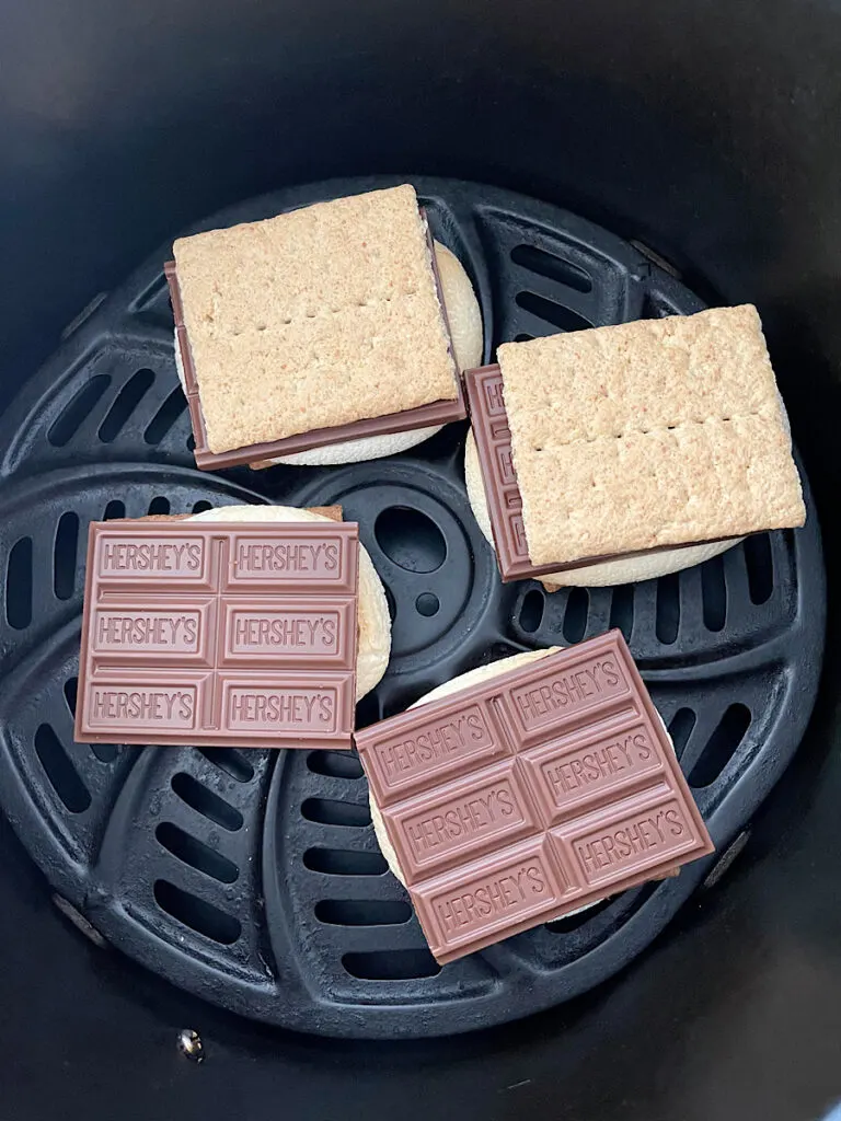 S'mores cooking in an air fryer.