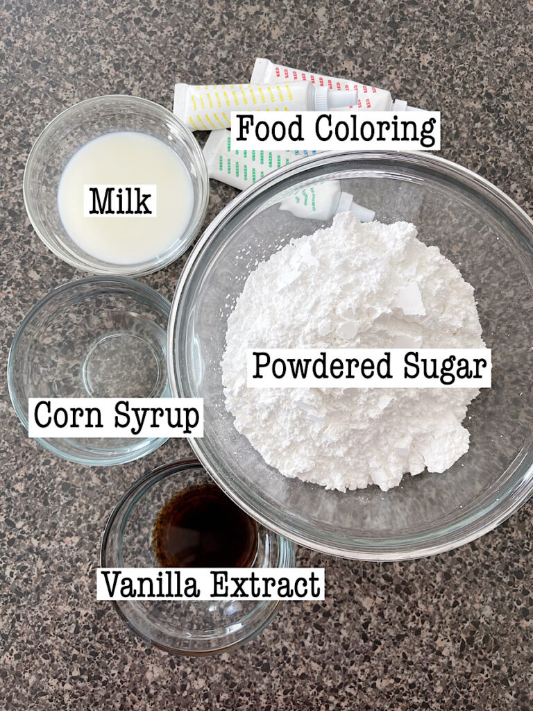 Ingredients to make Christmas Cookie icing that hardens.