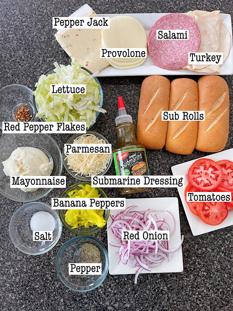 Ingredients to make a TikTok Grinder Sandwich.