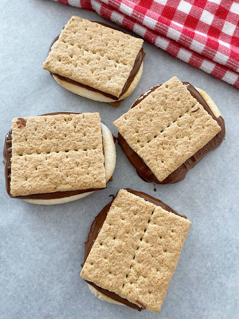 Four s'mores made in an air fryer.