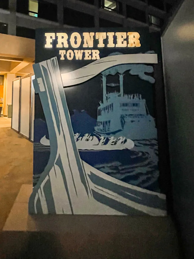 Entrance to the Frontier tower at the Disneyland Hotel.