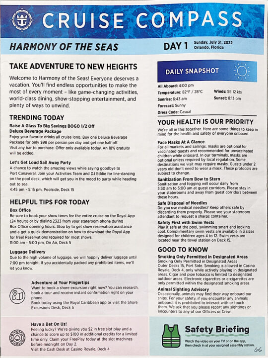 Royal Caribbean Activity Schedule The Mommy Mouse Clubhouse