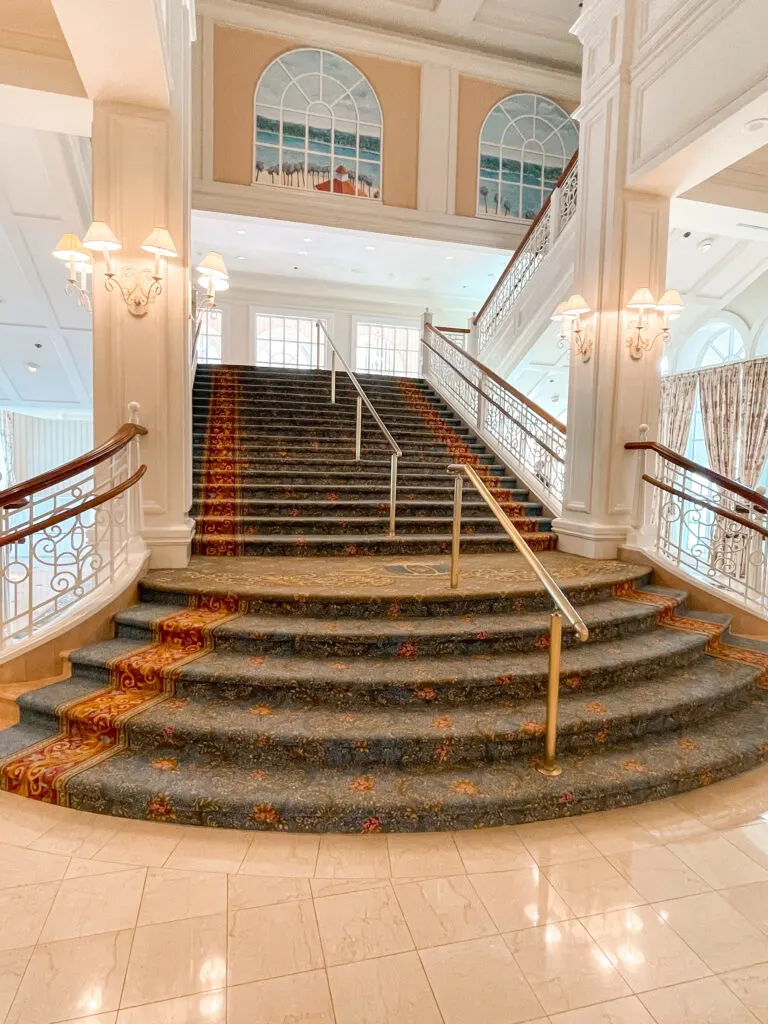 Grand staircase in the lobby of Disney's Grand Floridian.