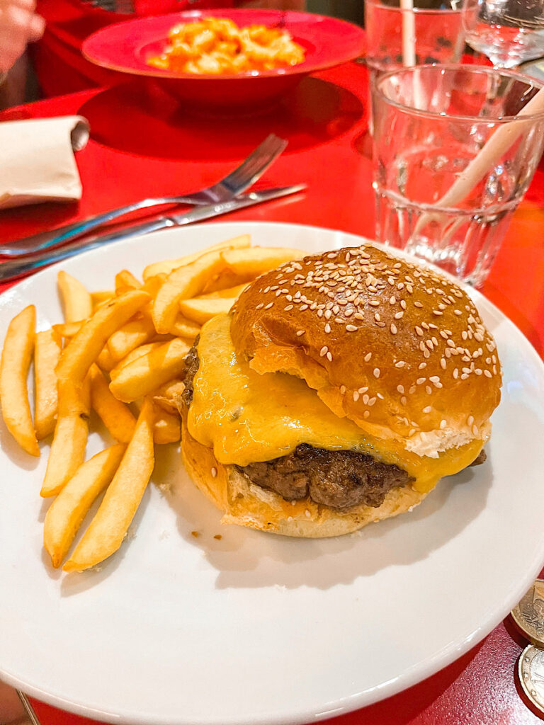 A cheeseburger and fries from Stars n Bars in Monaco.