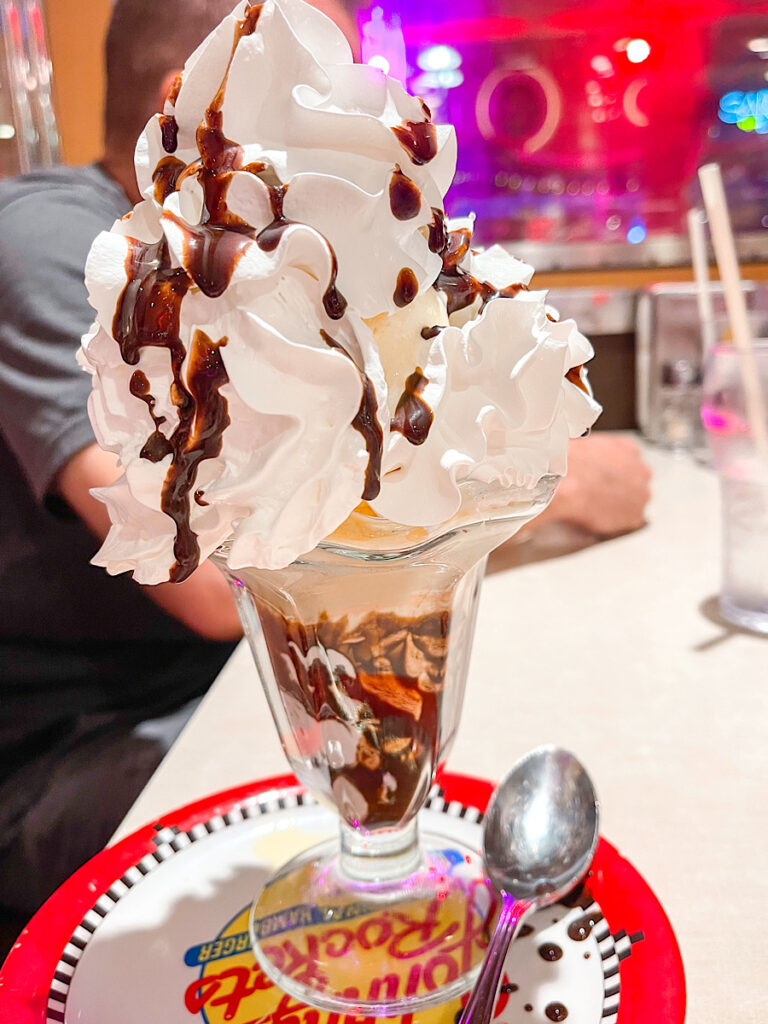 The Super Sundae from Royal Caribbean's Johnny Rockets.