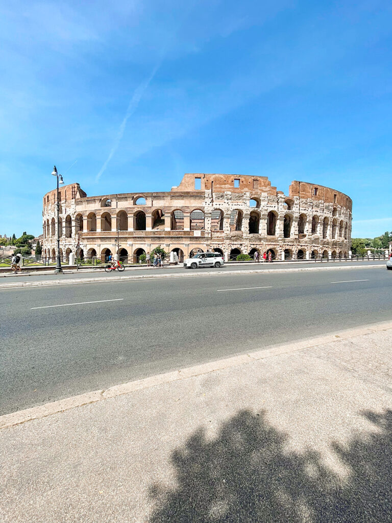 The ancient Colosseum in Rome.