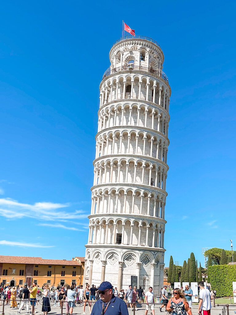 The Leaning Tower of Pisa in Italy.