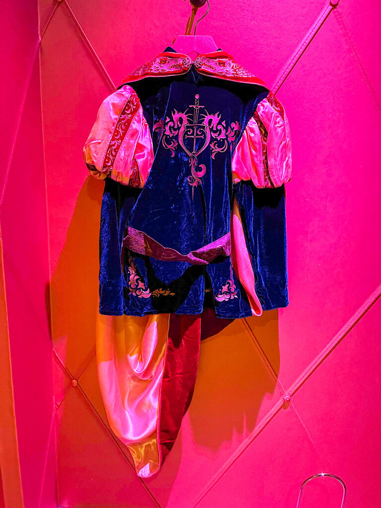 A prince or knight costume in a dressing room at the Bibbidi Bobbidi Boutique for boys.