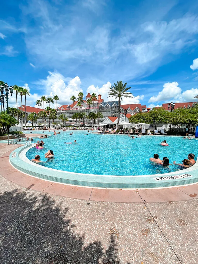 Large swimming pool near the main building at Disney's Grand Floridian Resort.