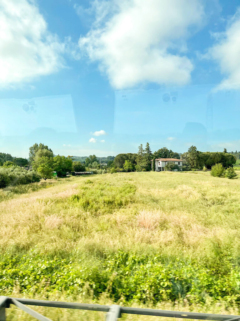 View of Tuscan country side on the way to Florence.