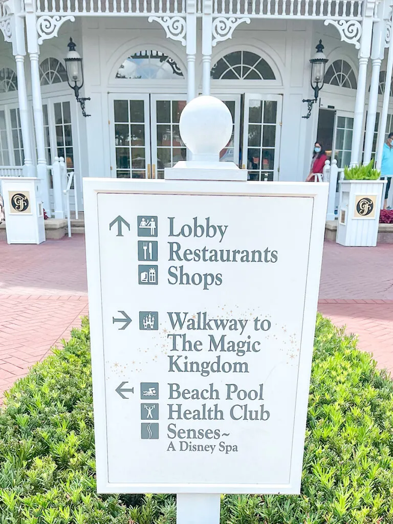 Sign at Disney's Grand Floridian.