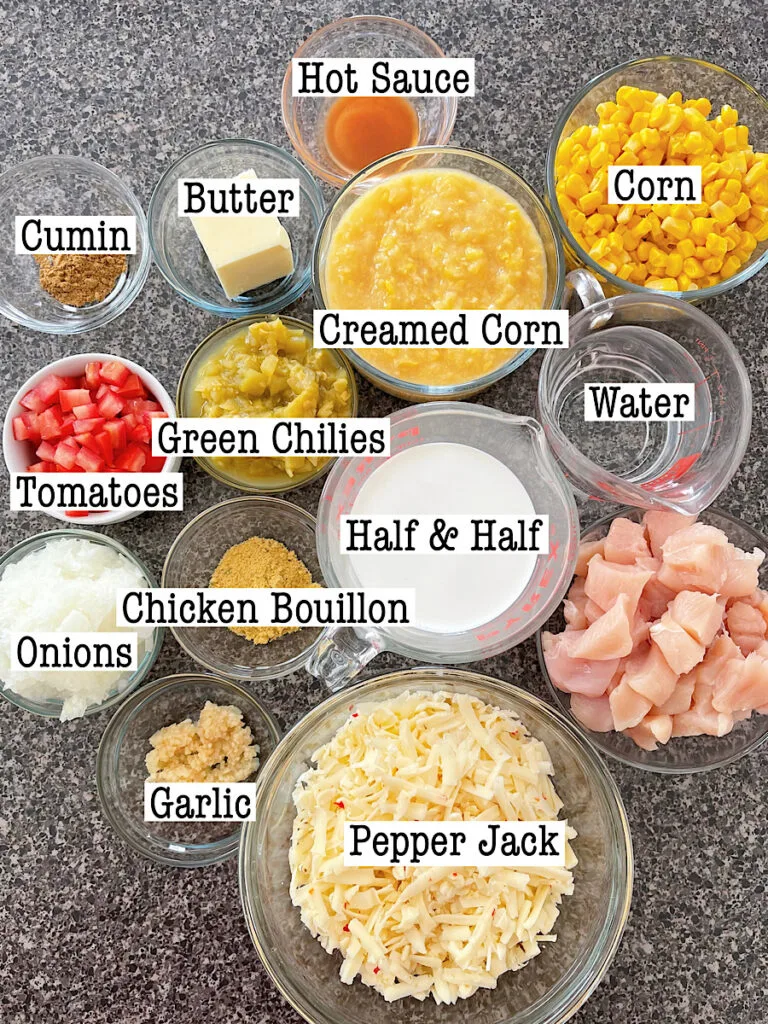 Ingredients to make Mexican Corn Chowder.